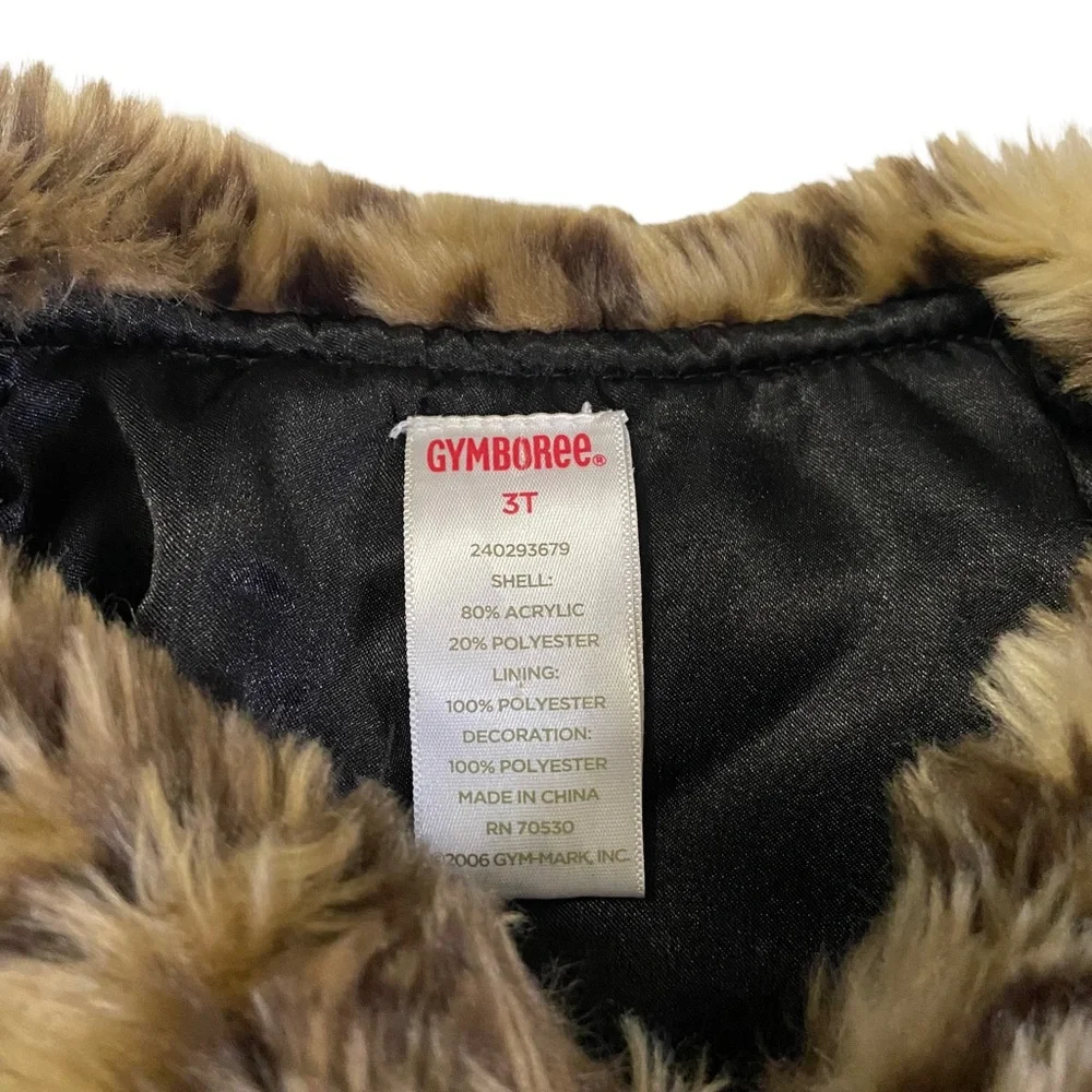 Gymboree GLAMOUR KITTY Leopard Faux Fur Wrap Jacket Size 3T
